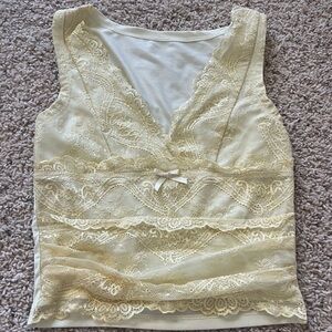 Cider Lace Trim Top in Light Yellow
